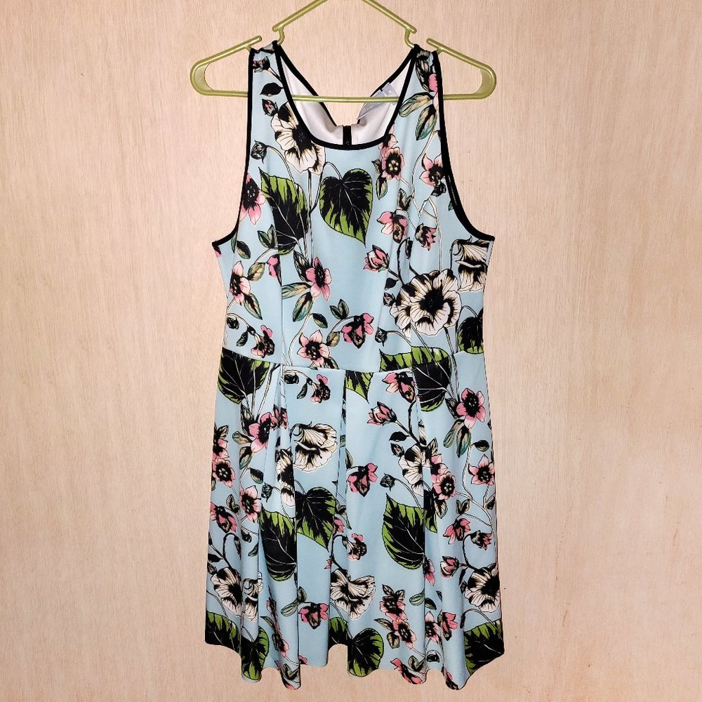 Harper + Liv Plus Pleated Fit-n-Flare Floral Scuba Dress, Size 16